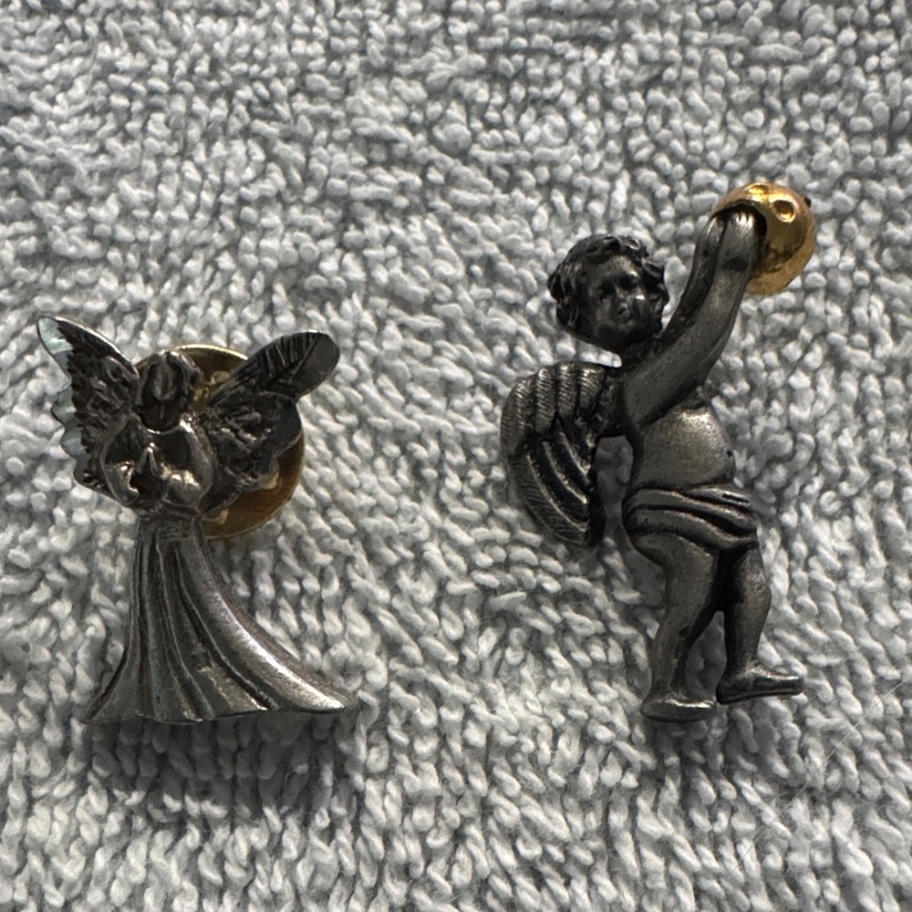 Vintage Camco Cherub Pewter Pin & Angel Pin Comfort & Peace